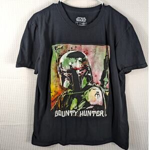 Star Wars Boba Fett Bounty Hunter T-Shirt L Black Graphic Tee Mandalorian